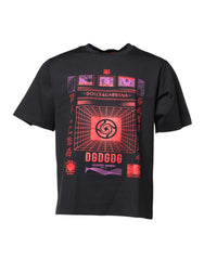 Dolce & Gabbana Black Cotton Graphic Print Crew Neck T-shirt