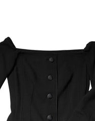 Dolce & Gabbana Black Wool Off Shoulder A-line Mini Dress