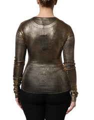 Dolce & Gabbana Gold Round Neck Long Sleeve Pullover Top