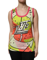Dolce & Gabbana Multicolor Printed Crystal Embellishment Top