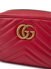 Gucci Red Leather GG Marmont Camera Bag