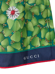 Gucci Green Flower Printed Silk Shorts