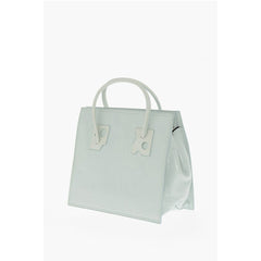 Off-White Light Blue Leather Tote Bag