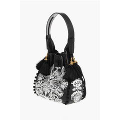 Dior Black And White Lambskin Shoulder Bag