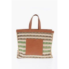 Jil Sander Beige Raffia Tote Bag