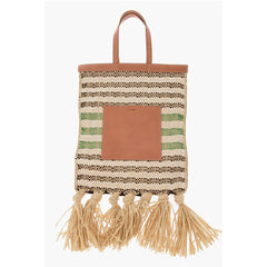 Jil Sander Green Raffia Tote Bag