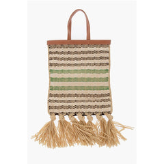 Jil Sander Green Raffia Tote Bag