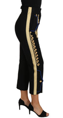 Dolce & Gabbana Elegant Black Military Embellished Pants