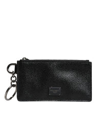 Dolce & Gabbana Black Calfskin Leather DG Logo Card Holder Wallet