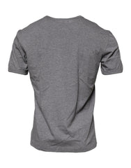 Dolce & Gabbana Gray Logo Print Cotton Crew Neck Men T-shirt