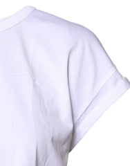 Dolce & Gabbana White Cotton Crew Neck Cropped T-shirt Top