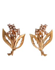 Dolce & Gabbana Gold Tone Brass Lily Of The Valley Pearl Clip On Earrings