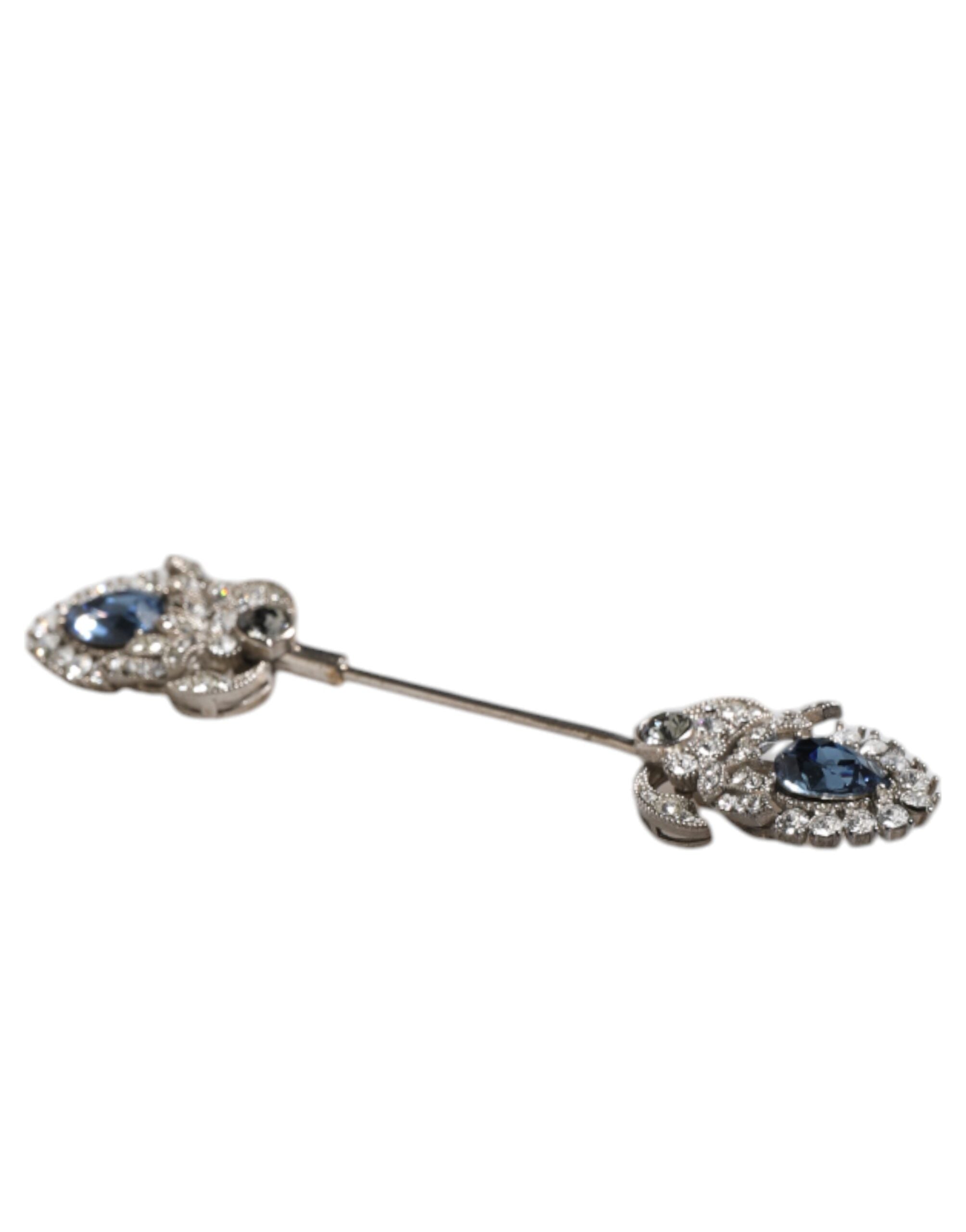 Dolce & Gabbana 925 Sterling Silver Crystals Collar Brooch Accessory Pin