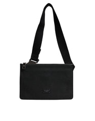 Dolce & Gabbana Black Leather Logo Plaque Purse Fanny Pack Bag
