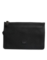Dolce & Gabbana Black Leather Logo Plaque Purse Fanny Pack Bag