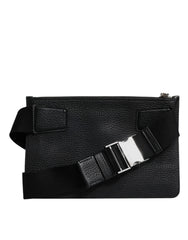 Dolce & Gabbana Black Leather Logo Plaque Purse Fanny Pack Bag