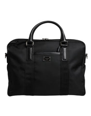 Dolce & Gabbana Black Leather Document Briefcase Top Handle Bag