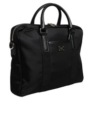 Dolce & Gabbana Black Leather Document Briefcase Top Handle Bag