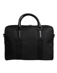 Dolce & Gabbana Black Leather Document Briefcase Top Handle Bag
