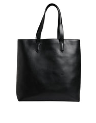 Dolce & Gabbana Black Calf Leather Shopping Tote Shoulder Bag