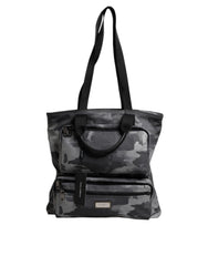 Dolce & Gabbana Gray Camo Cotton Multiple Compartments Tote Bag