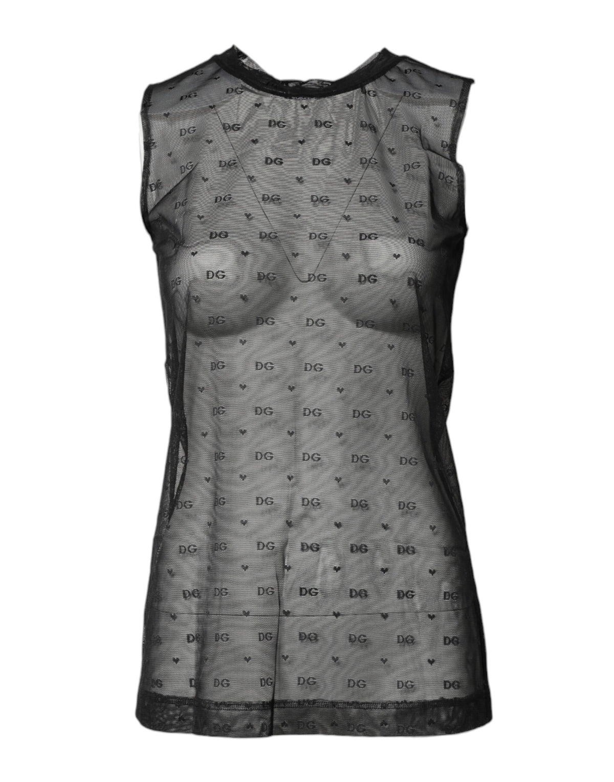 Dolce & Gabbana Black Nylon Logo Monogram Sleeveless Tank Top