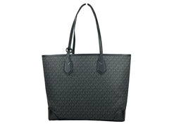 Michael Kors Eva Large Stripe Travel Tote Bag Plus Pouch Black