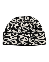 Dolce & Gabbana Black White Wool Knitted Winter Beanie Hat
