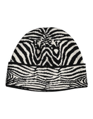 Dolce & Gabbana Black White Zebra Knitted Winter Beanie Hat