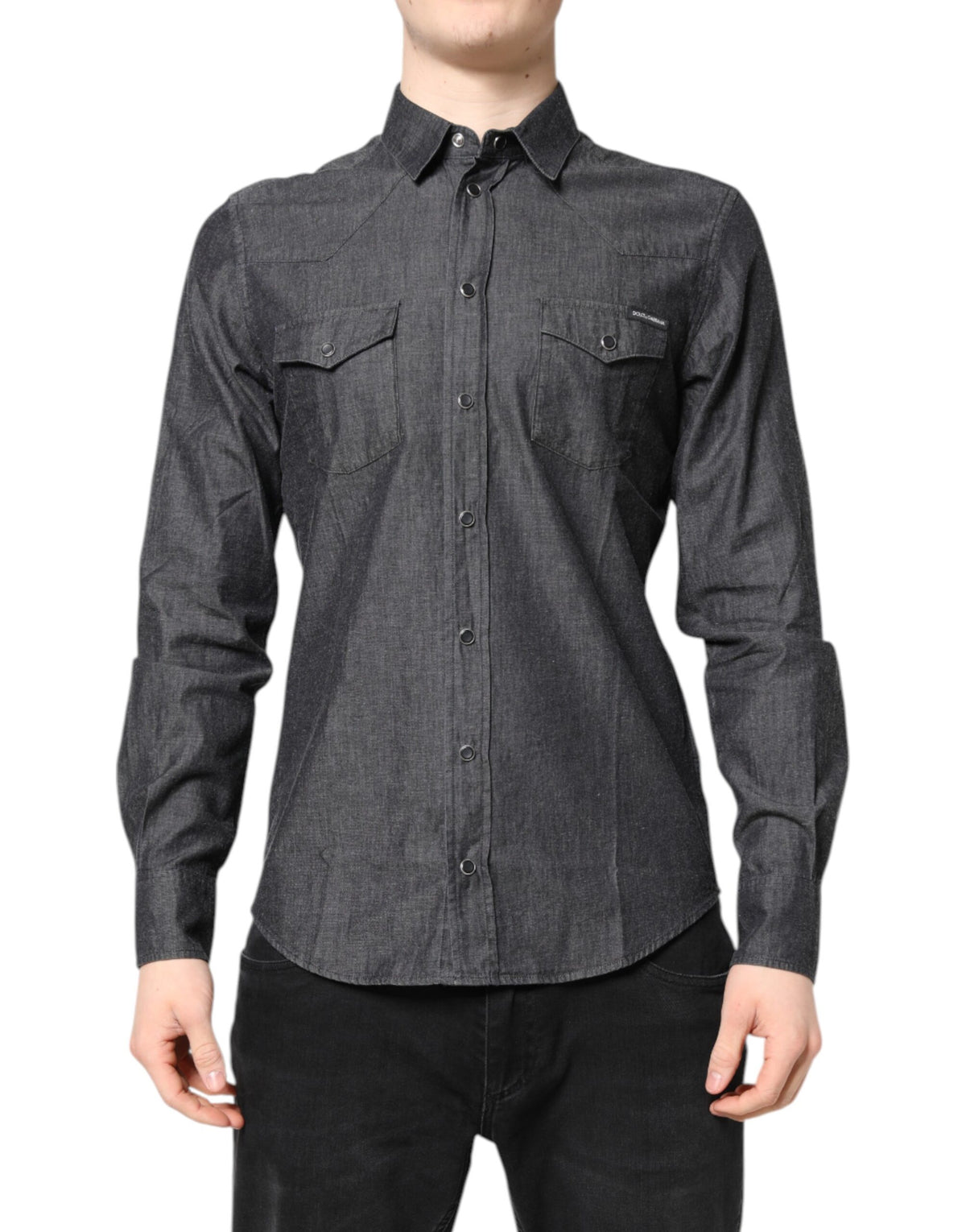 Dolce & Gabbana Gray Cotton Long Sleeves Casual Shirt