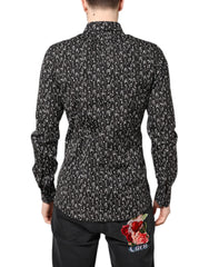 Dolce & Gabbana Black GOLD Floral Embroidery Formal Shirt