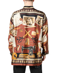 Dolce & Gabbana Multicolor Tailor Print Silk Casual Shirt