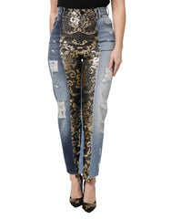 Dolce & Gabbana Multicolor Patchwork High Waist Denim Jeans