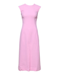 Dolce & Gabbana Pink Wool Sleeveless Sheath Midi Dress