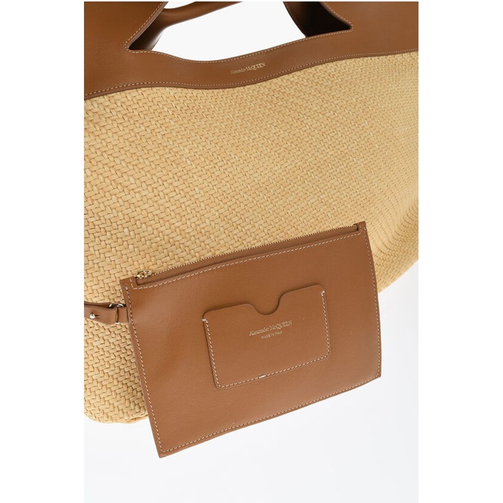 Alexander McQueen Brown Raffia Tote Bag