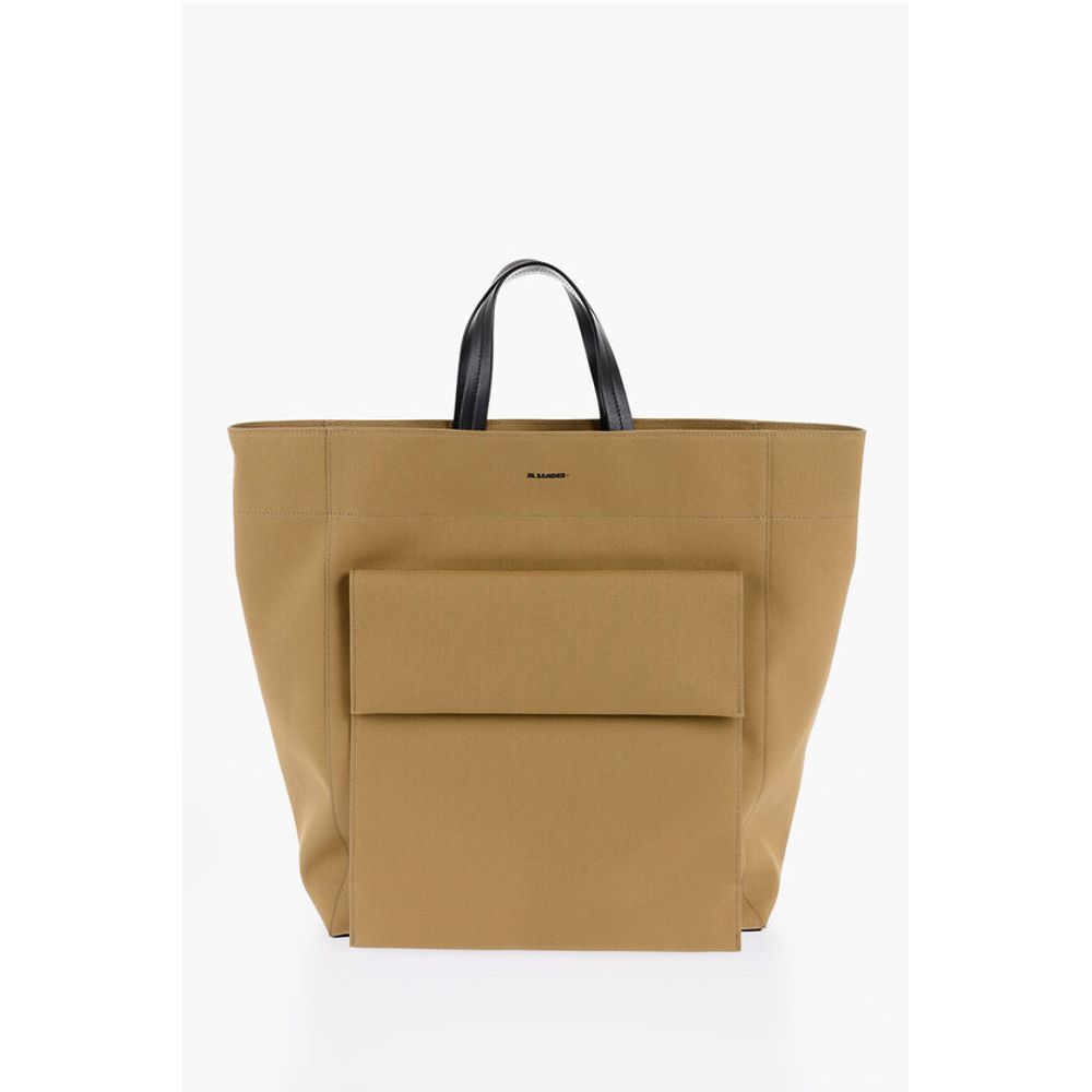 Jil Sander Brown Cotton Tote Bag