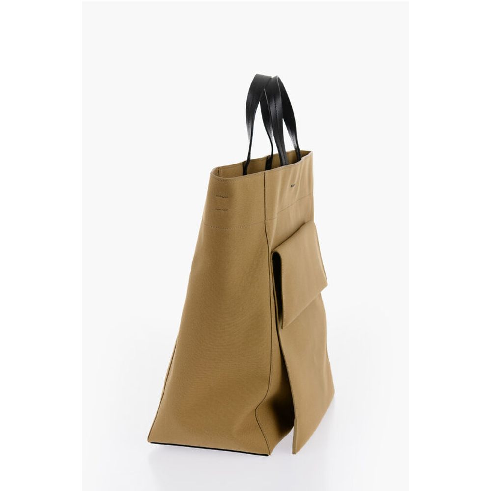 Jil Sander Brown Cotton Tote Bag