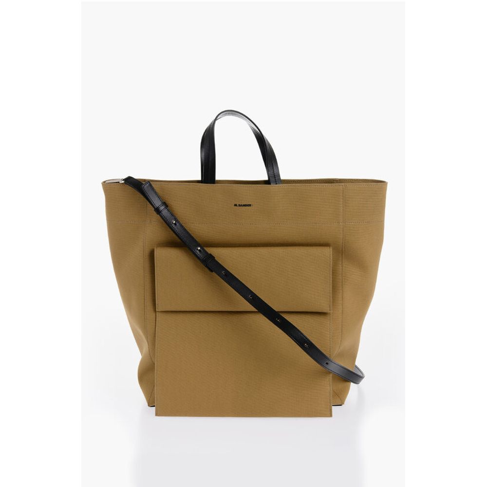 Jil Sander Brown Cotton Tote Bag