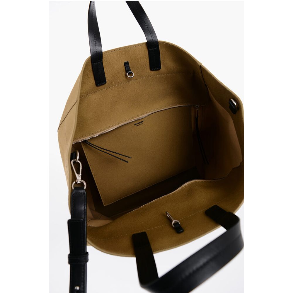 Jil Sander Brown Cotton Tote Bag