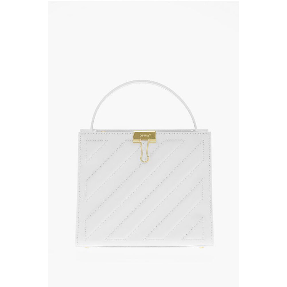 Off-White White Leather Tote Bag
