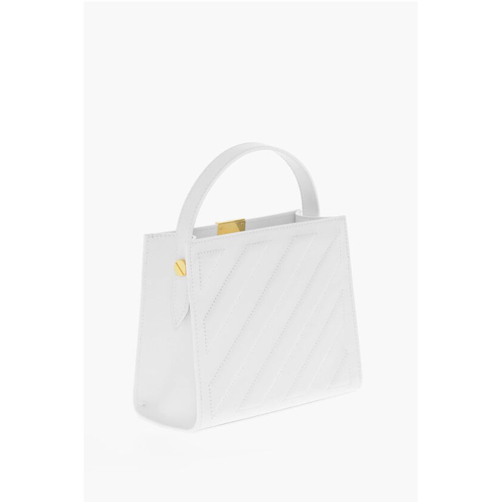 Off-White White Leather Tote Bag
