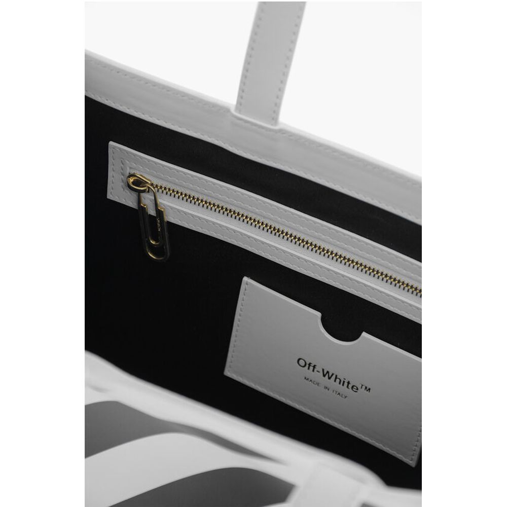 Off-White White Leather Tote Bag