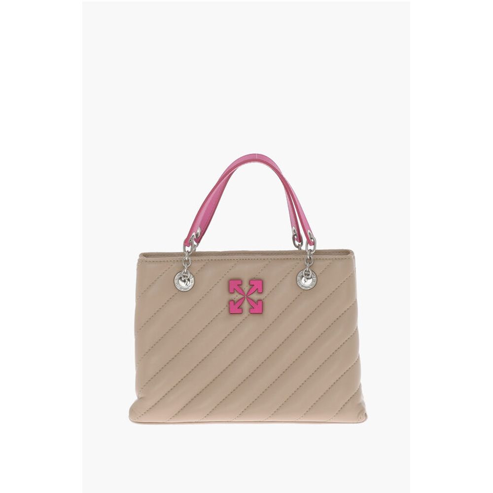 Off-White Beige Leather Tote Bag
