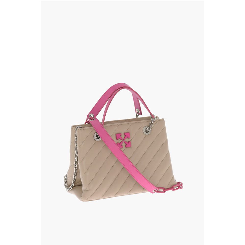 Off-White Beige Leather Tote Bag