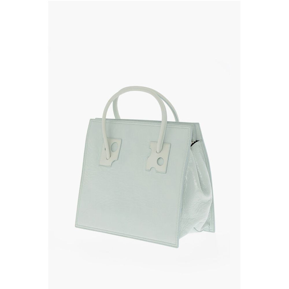Off-White Light Blue Leather Tote Bag
