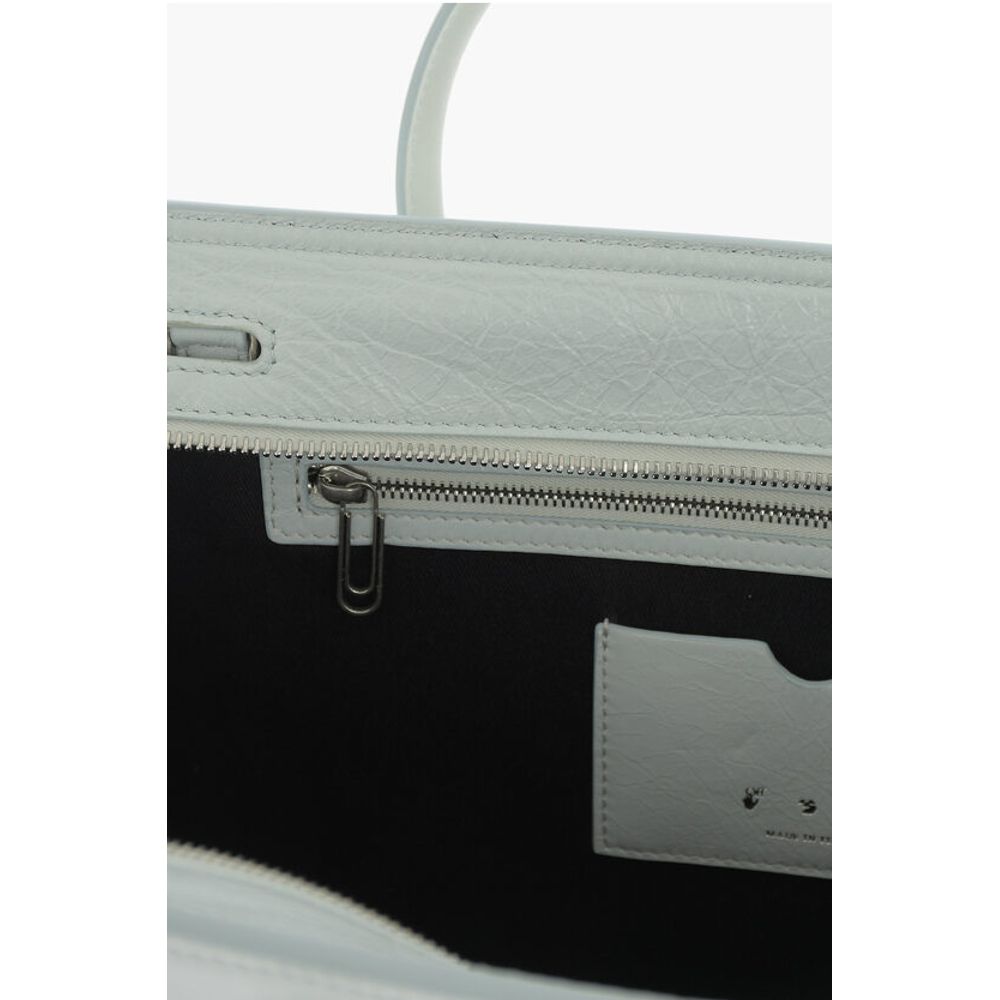 Off-White Light Blue Leather Tote Bag